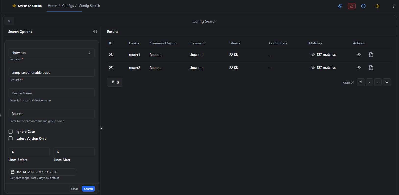 Configuration Search Results