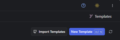 Repository import button with GitHub icon in templates interface